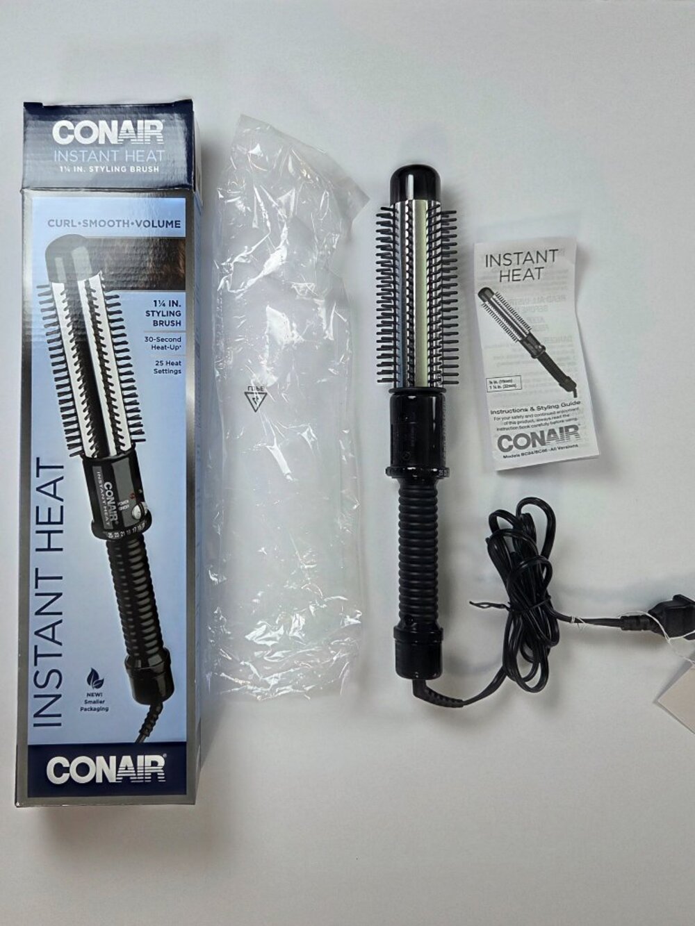 Conair Instant Heat 1¼” Hot Styling Brush Black 25 Adjustable Settings Like New
